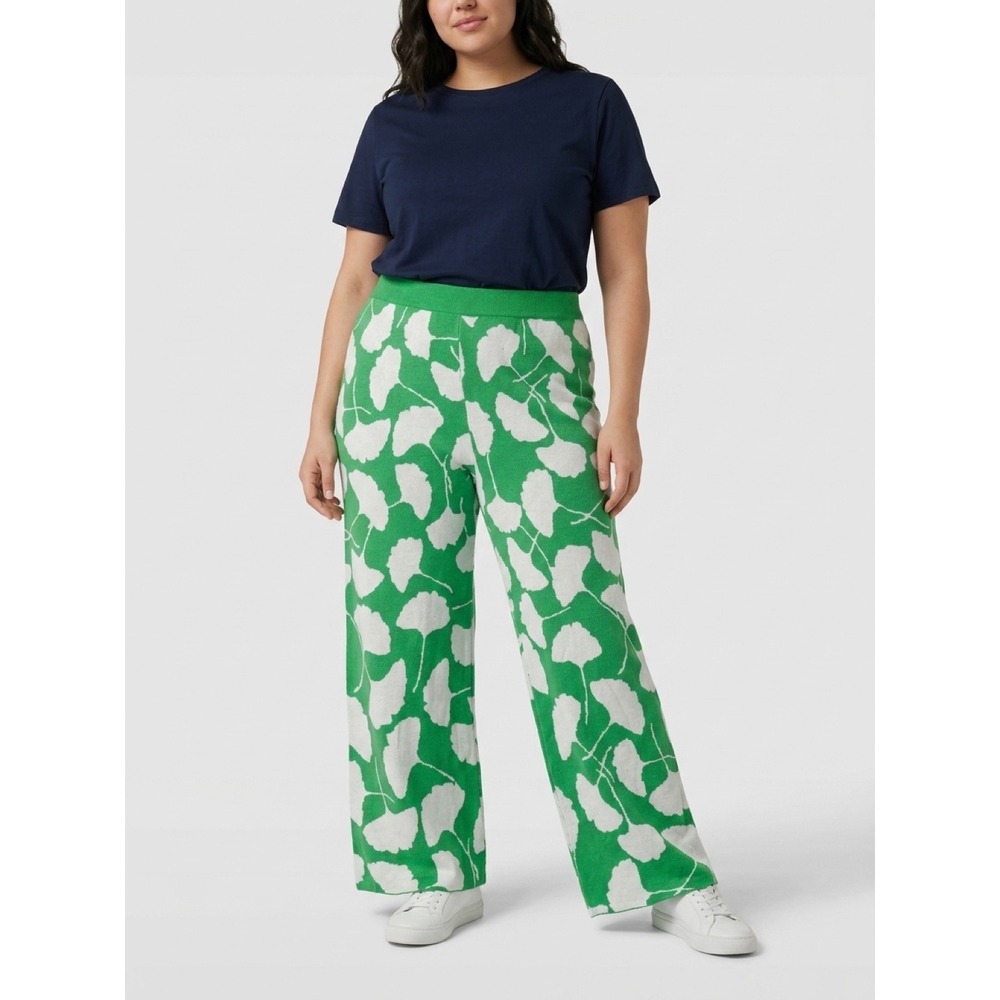 Diane von Furstenberg for Target Green Ginkgo Leaf Knit Wide Leg Pants 1X NWT